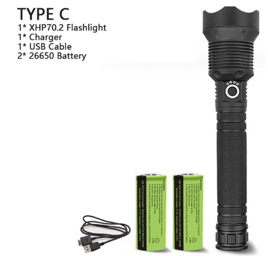 XHP70.2 Powerful USB LED Flashlight for Outdoor Camping