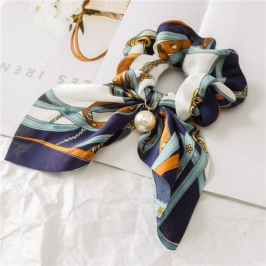 Pearl Pendant Large Hair Band – Knotted Big Bow Hair Rope