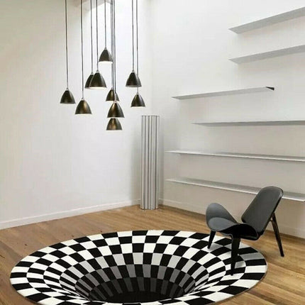 Buy 3D Vortex Carpet – Black & White Illusion Rug for Living Room