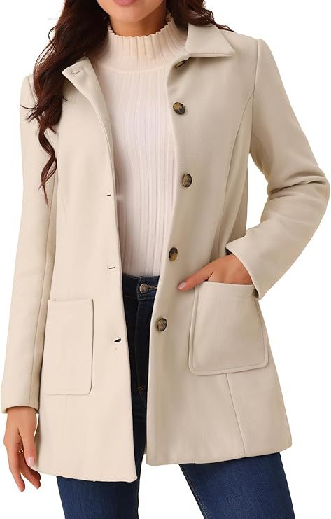 Buy Double-Breasted Long-Sleeve Lapel Wool-Lined Casual Coat