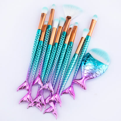 11pcs Cosmetic Makeup Brushes Kit Mermaid Foundation Eyebrow globalswanky 01