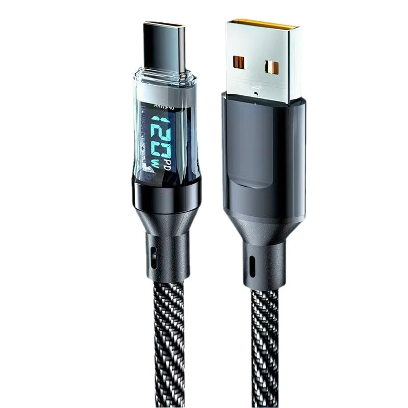 120W Digital Display Fast Charging Data Cable with Smart Power Off
