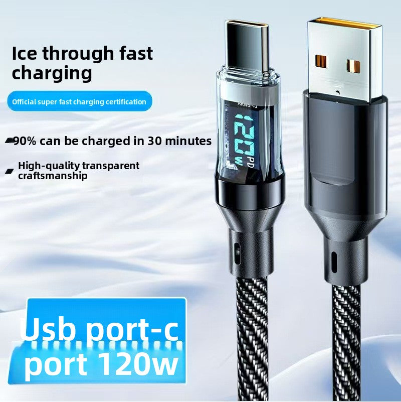 120W Digital Display Fast Charging Data Cable with Smart Power Off
