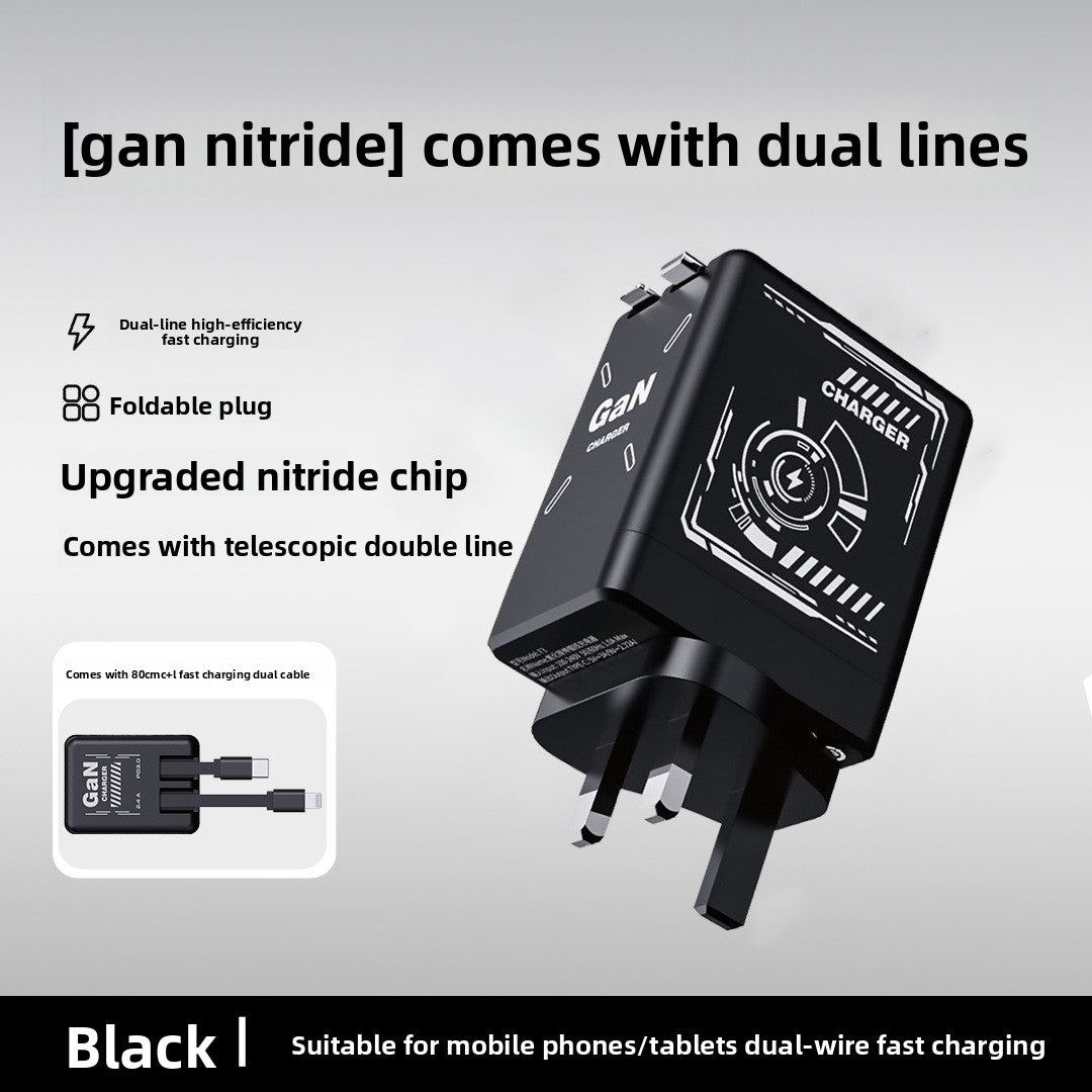 120W GaN Fast Charger with Retractable Cable