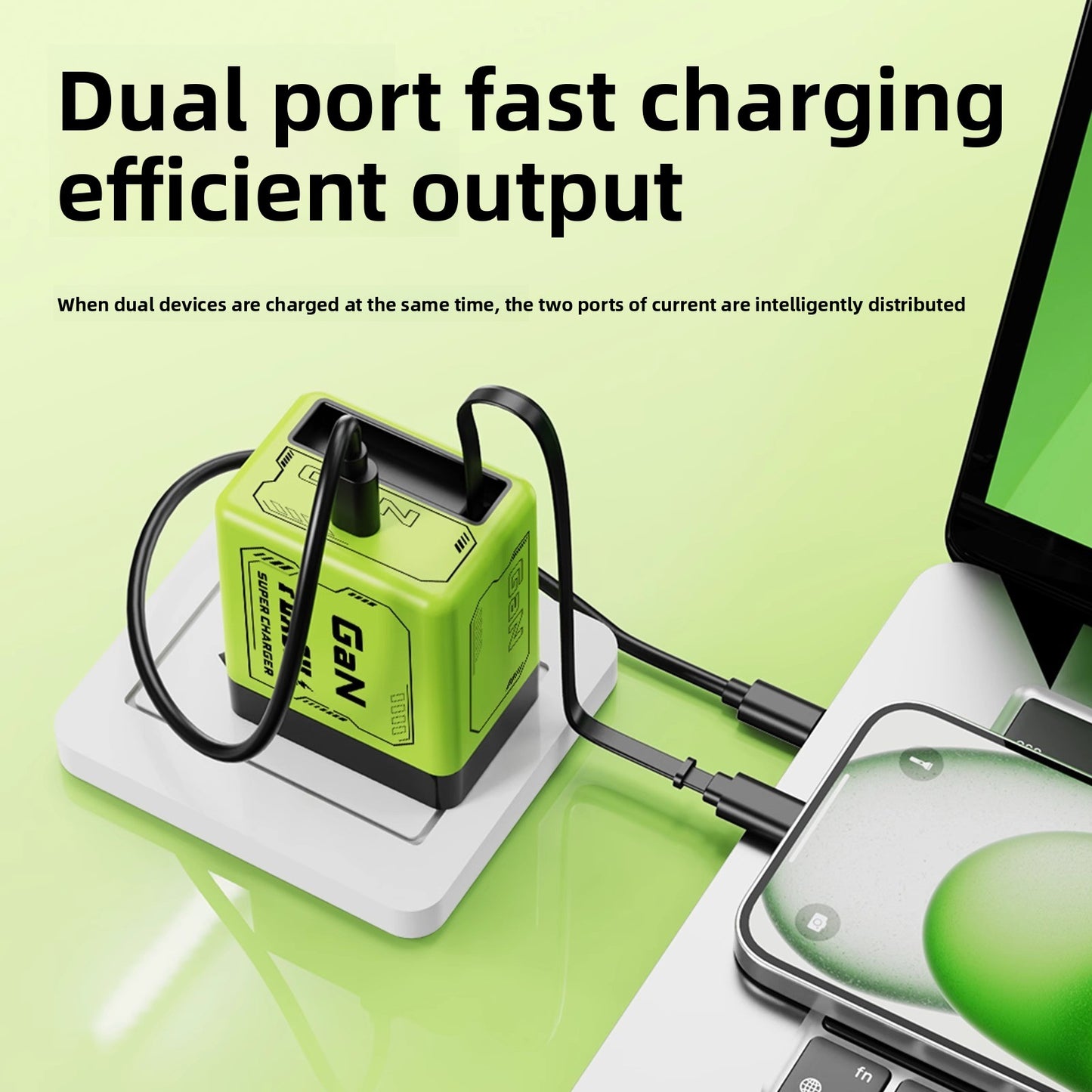 120W GaN Fast Charger with Retractable Cable