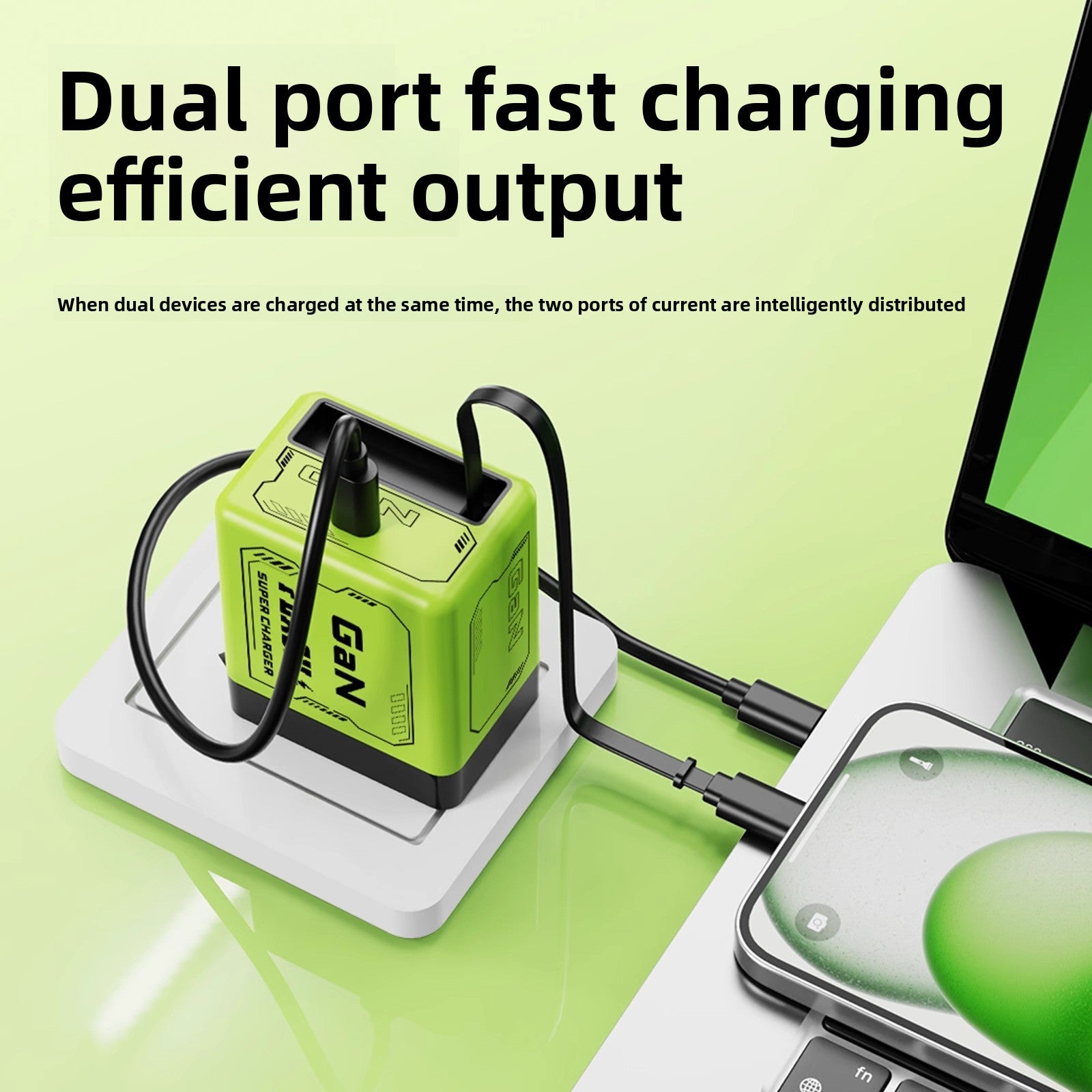 120W GaN Fast Charger with Retractable Cable
