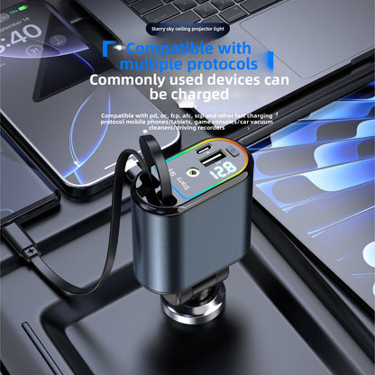 120W Retractable Cable Car Charger with Digital Display