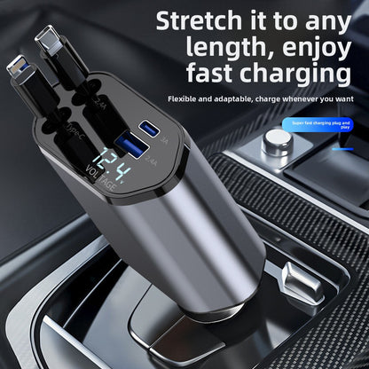 120W Retractable Cable Car Charger with Digital Display