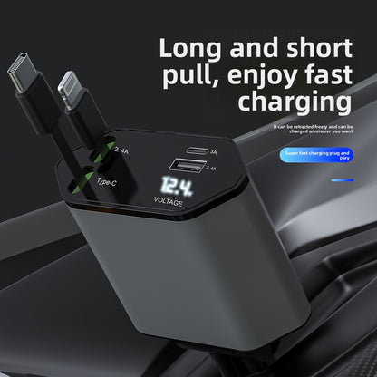 120W Super Fast Car Charger with Telescopic Design