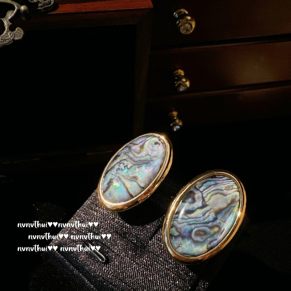 Cube Sugar Gem Earrings Real Hemp Pearl Abalone Fritillary