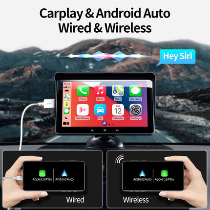 Portable 7 Inch Wireless CarPlay Screen with Suction Mount