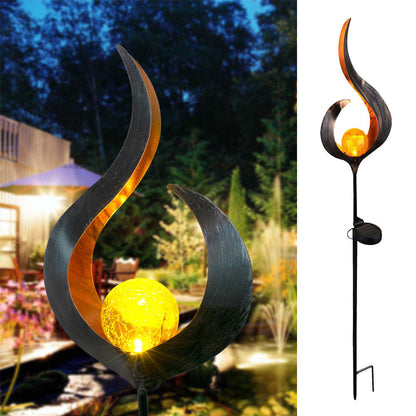 LED Solar Flame Garden Light Metal Waterproof Outdoor Lamp