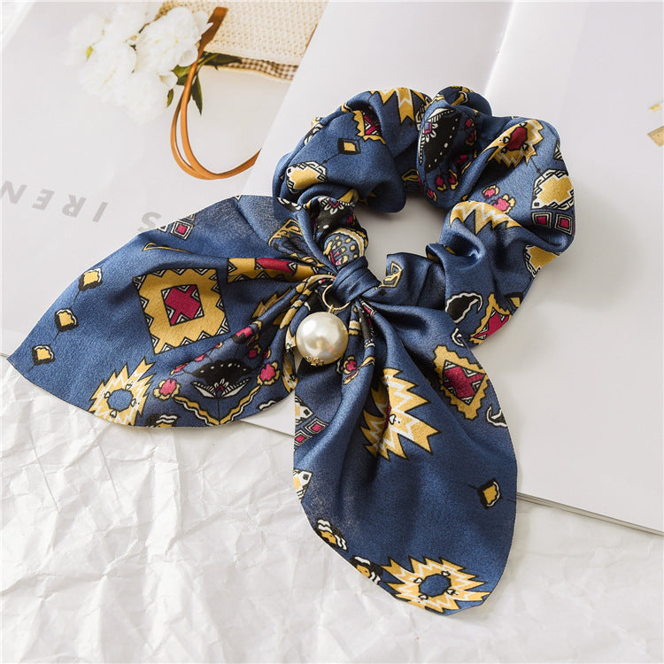 Pearl Pendant Large Hair Band – Knotted Big Bow Hair Rope
