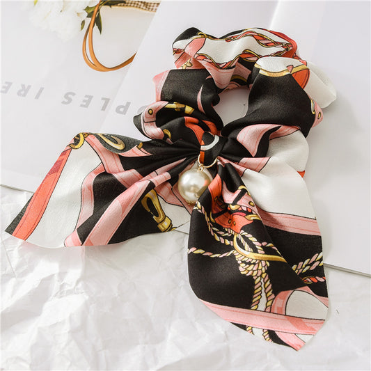 Pearl Pendant Large Hair Band – Knotted Big Bow Hair Rope