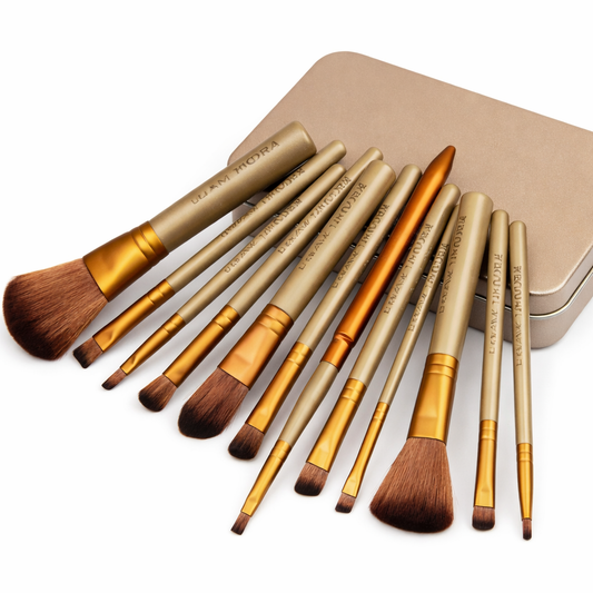 12 Makeup Brush Set with Iron Box for Flawless Makeup Box globalswanky 08