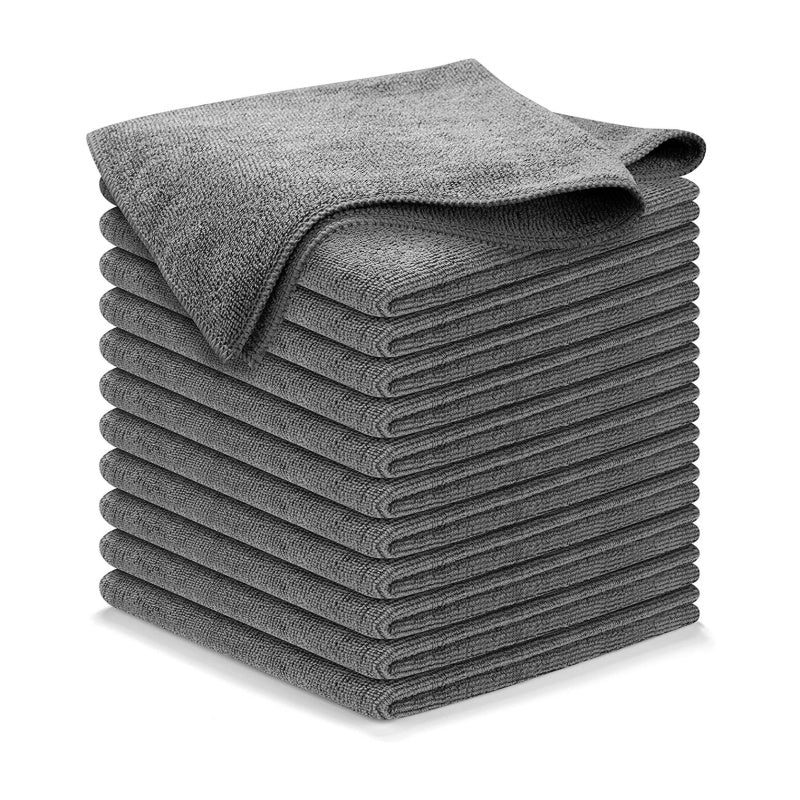 12 Piece Microfiber Gray Towel Set for Car Wiping Uses Daily globalswanky 01