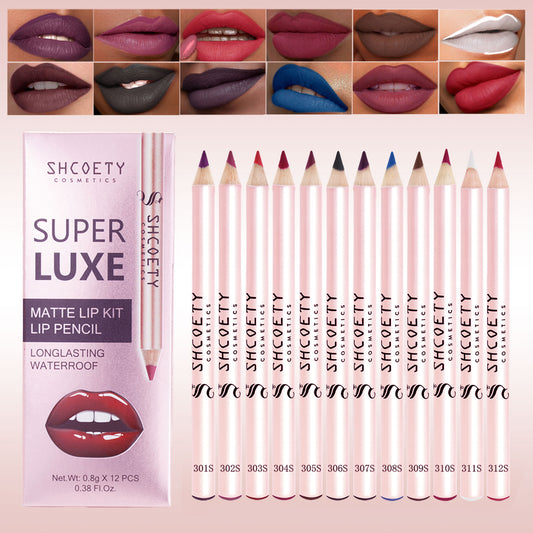 12 Color Matte Nude Lipstick and Lip Liner Set