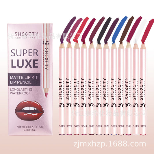 12 Color Matte Nude Lipstick and Lip Liner Set