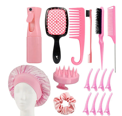 12-Piece Hairdressing Comb Set with Spray Bottle