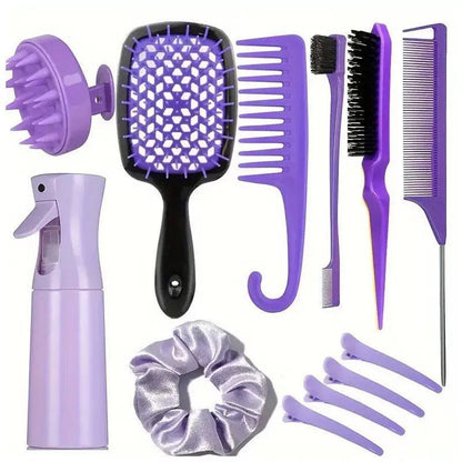 12-Piece Hairdressing Comb Set with Spray Bottle