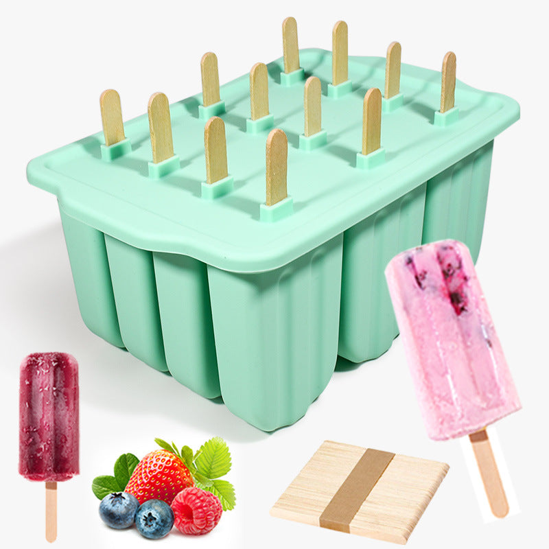 12-Piece Silicone Popsicle Mold with Lid