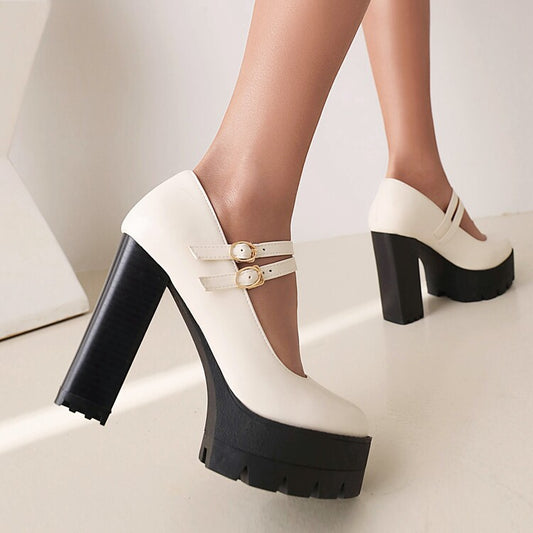 Womens Chunky High-Heeled Shoes in Plus Sizes Online