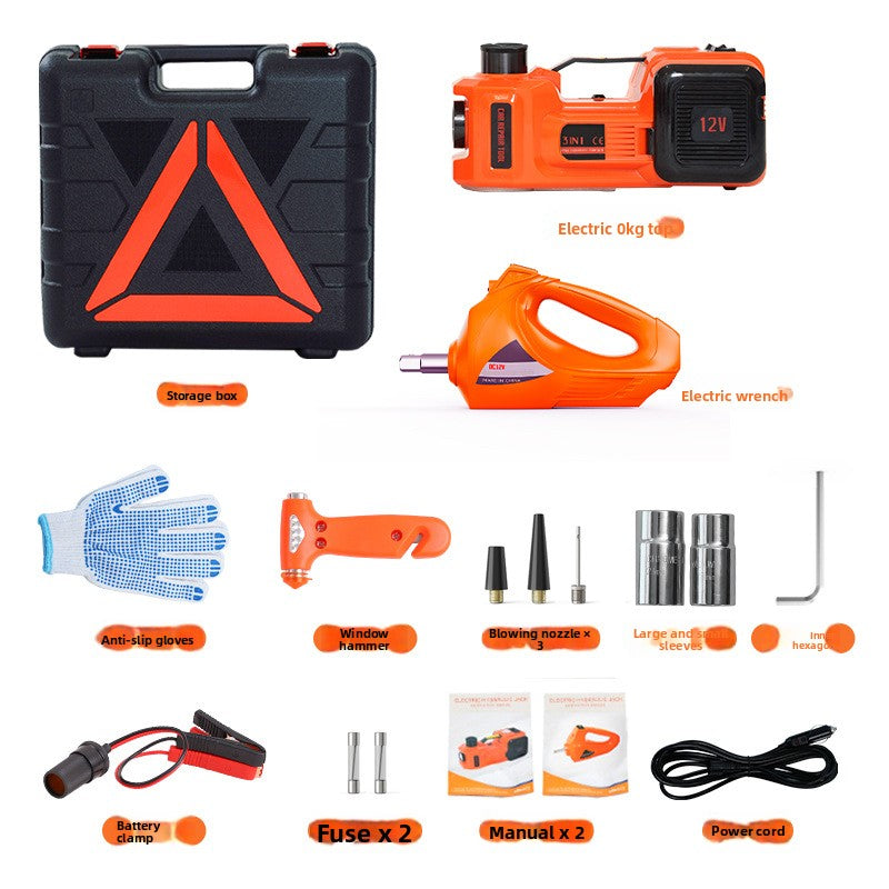 12V Electric Hydraulic Jack with Wrench and Air Pump for Cars