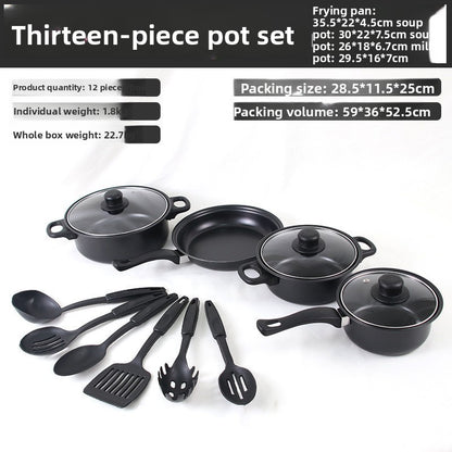 13-Piece Nonstick Kitchen Pot Set Durable Cookware Daily Set globalswanky 03