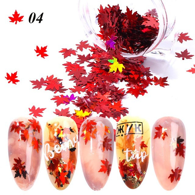 Maple Leaf Gradient Nail Sequins Stylish Nail Decorations