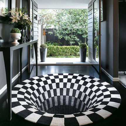 Buy 3D Vortex Carpet – Black & White Illusion Rug for Living Room