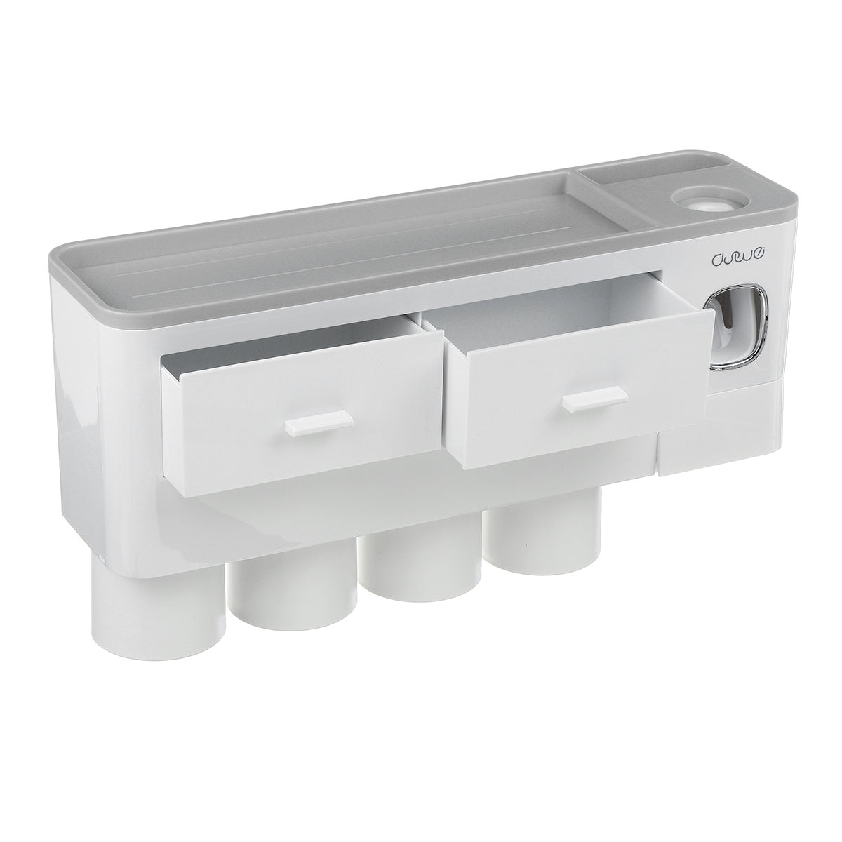 Magnetic Toothbrush Holder with Toothpaste Squeezer Storage