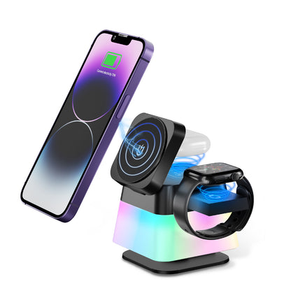 4-in-1 Rotatable Wireless Charger Stand Colorful Lighting