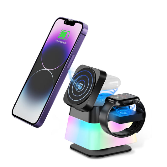 4-in-1 Rotatable Wireless Charger Stand Colorful Lighting