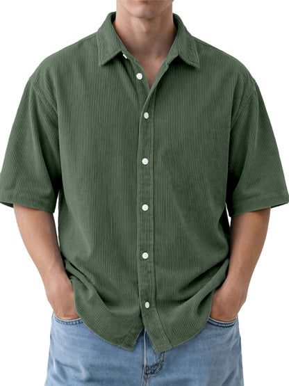 Buy Men’s Loose-Fit Corduroy Short-Sleeve Shirt Online