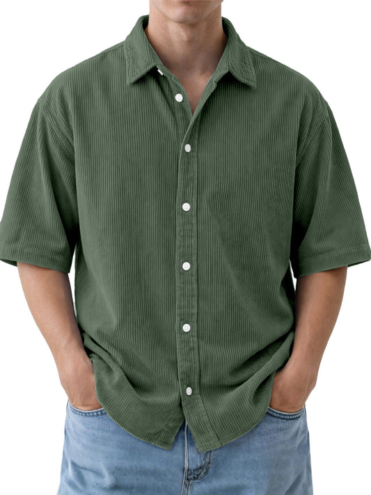 Buy Men’s Loose-Fit Corduroy Short-Sleeve Shirt Online