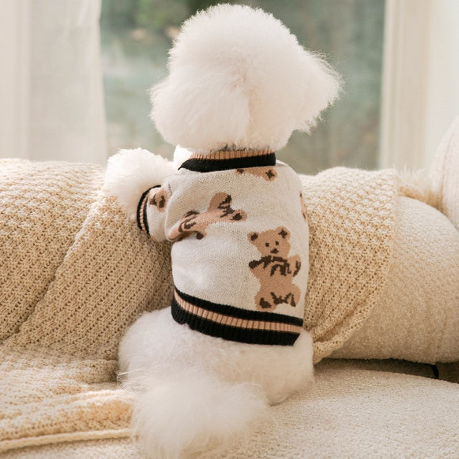 Dog & Cat Sweater – Preppy Style V-Neck Striped Vest for Pets