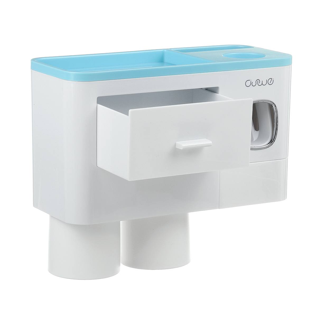 Magnetic Toothbrush Holder with Toothpaste Squeezer Storage