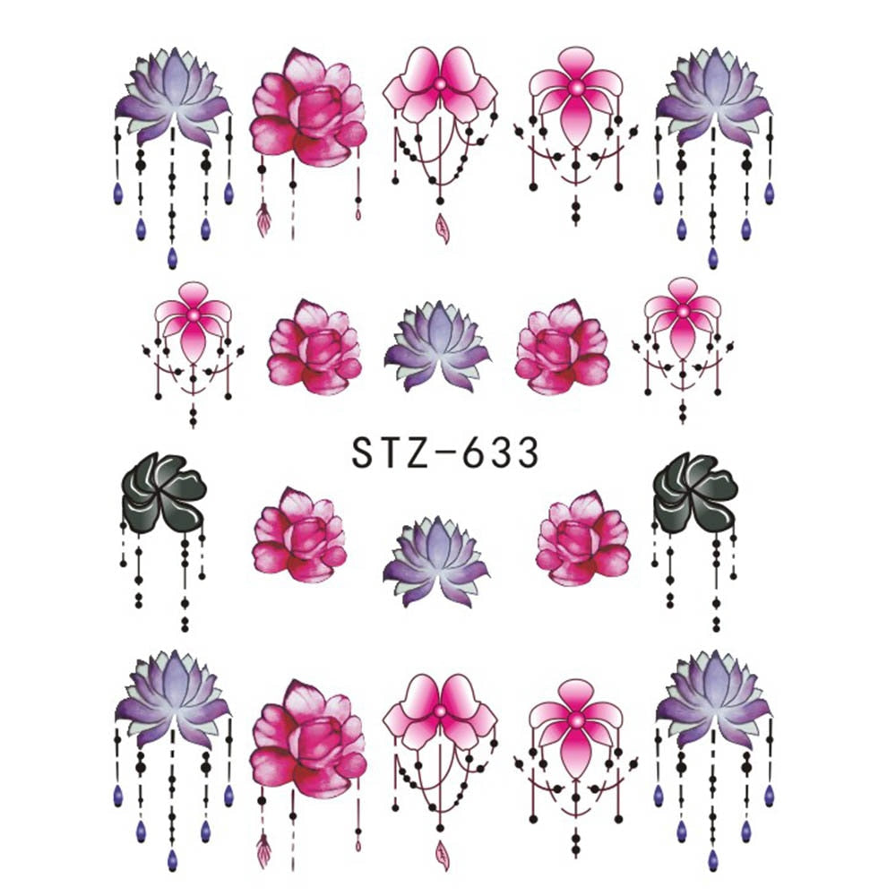 Buy Cute Butterfly Flower Nail Sticker Water Transfer Design.