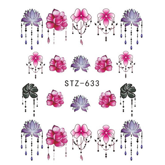 Buy Cute Butterfly Flower Nail Sticker Water Transfer Design.