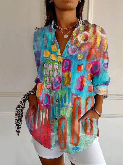 Womens Floral Pattern 3D Printed Long-Sleeve Shirt Online