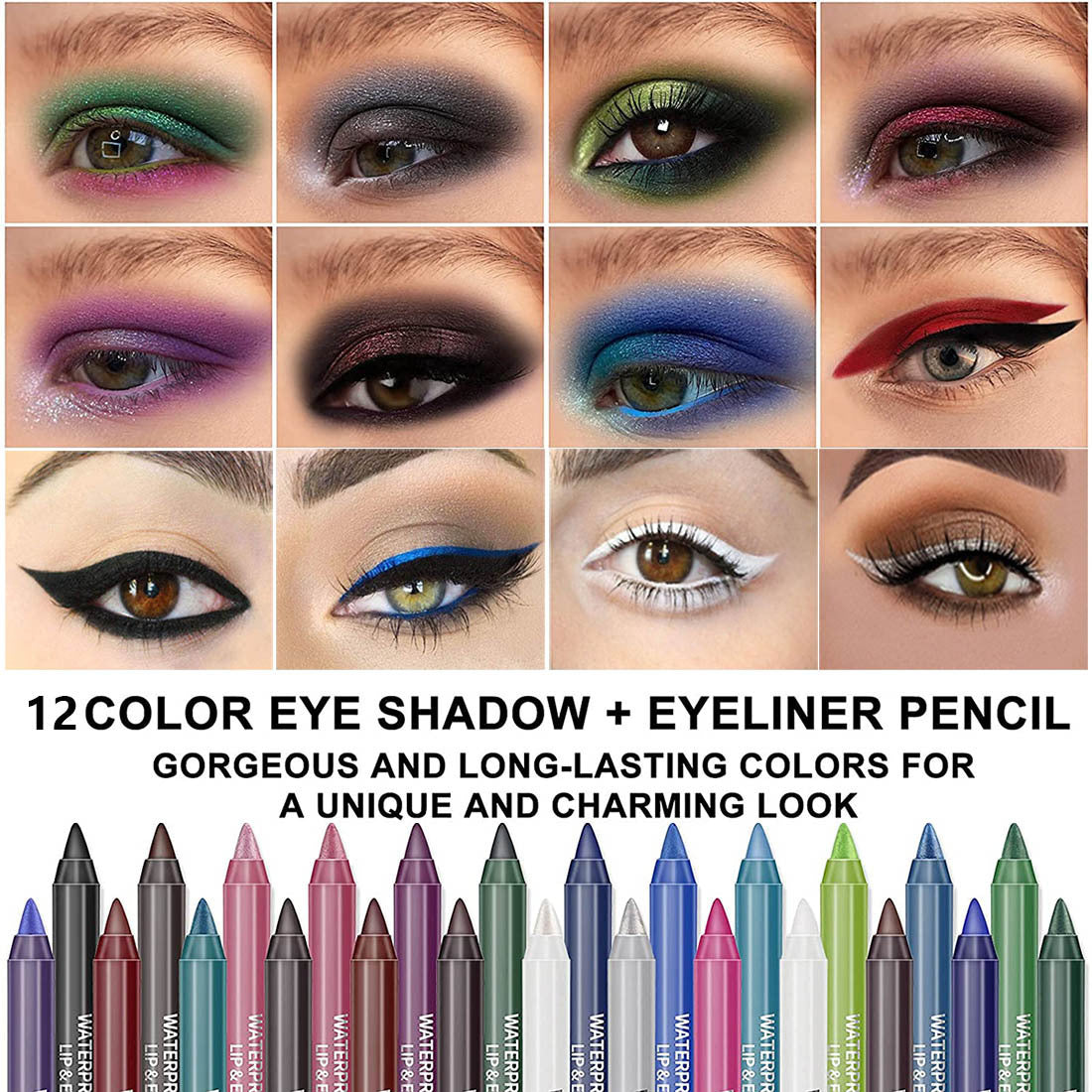 14-Color Waterproof Eyeliner Gel Pen with Pearl Finish