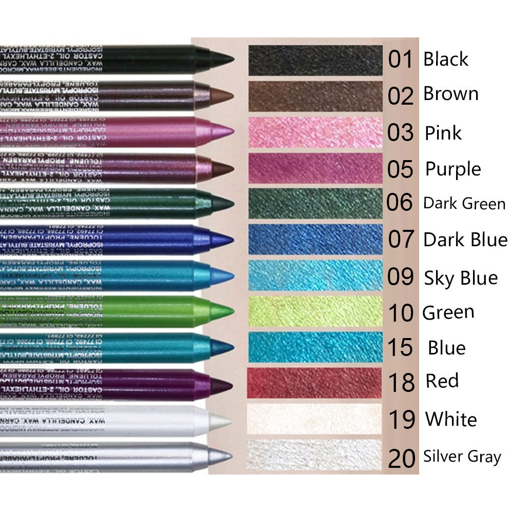 14-Color Waterproof Eyeliner Gel Pen with Pearl Finish