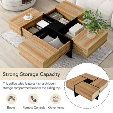 Buy Modern Coffee Table with 4 Hidden Storage Compartments Design