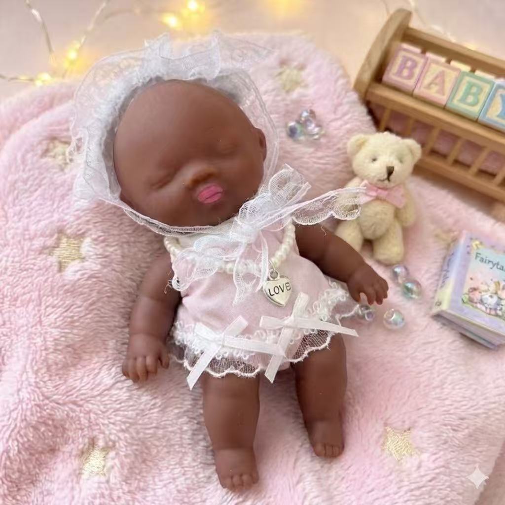 14cm Natasya Black Doll with Clothes Squeeze Toy