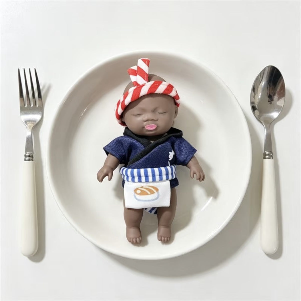 14cm Natasya Black Doll with Clothes Squeeze Toy