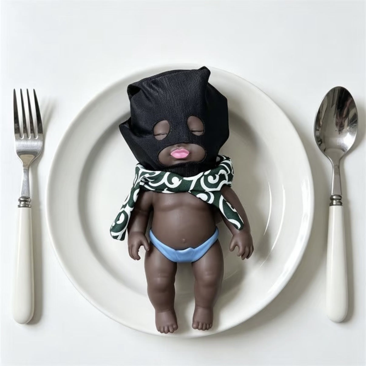 14cm Natasya Black Doll with Clothes Squeeze Toy
