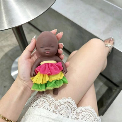 14cm Natasya Black Doll with Clothes Squeeze Toy