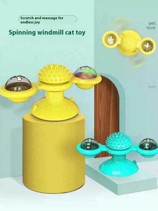 Interactive Windmill Cat Toy with LED Ball & Catnip