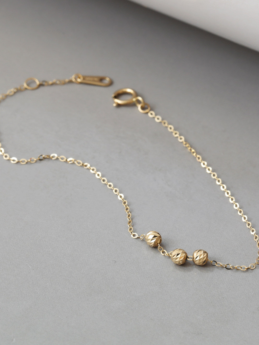 14K Gold Faceted Ball Bracelet