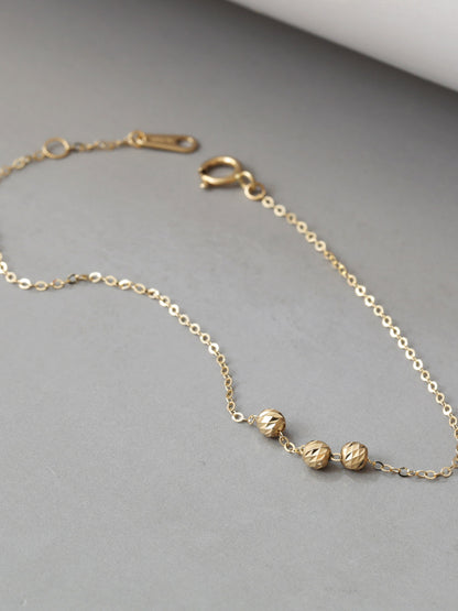 14K Gold Faceted Ball Bracelet